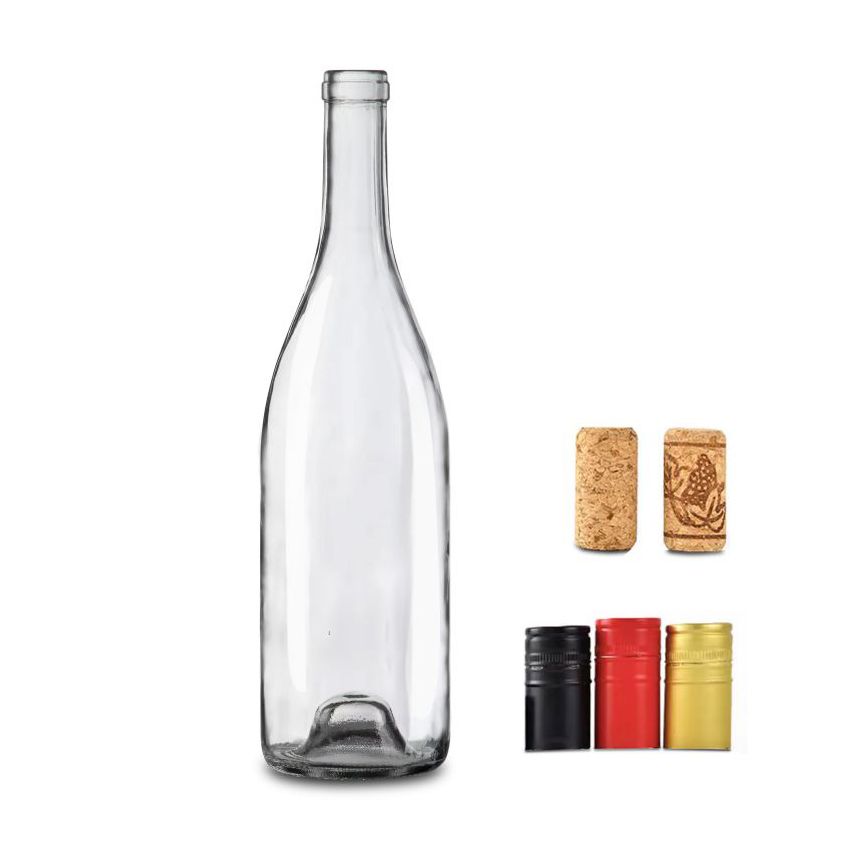 garrafa borgonha com rolha transparente